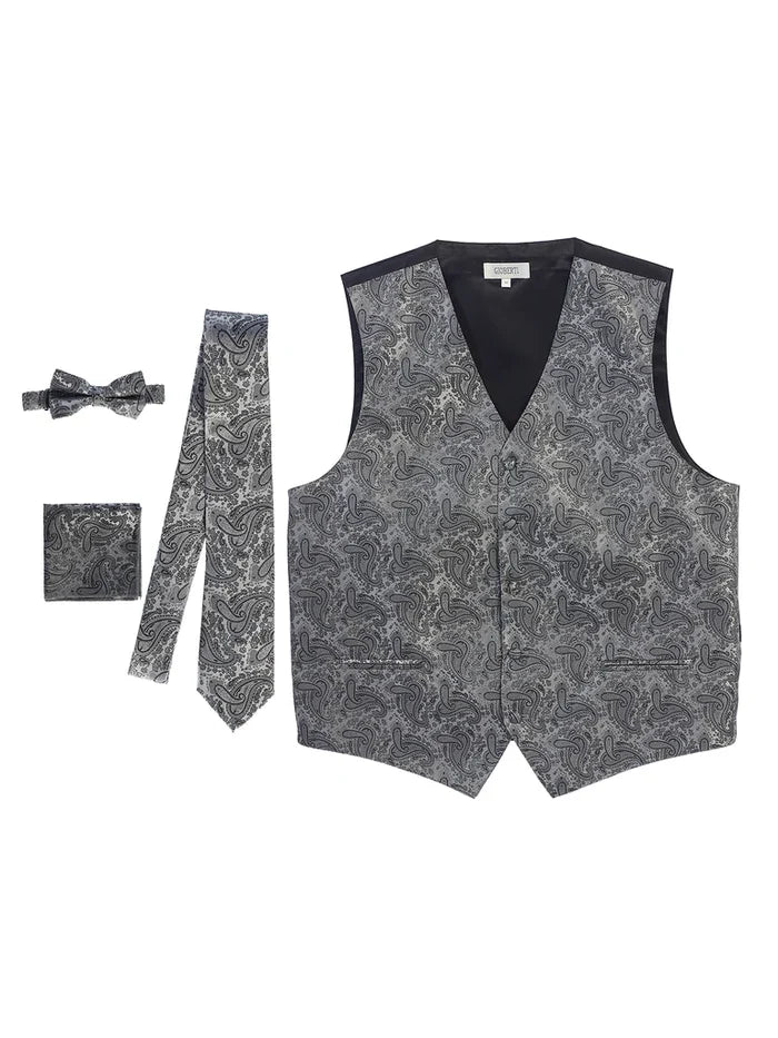 MEN'S 4PC FORMAL JACQUARD PAISLEY VEST SET