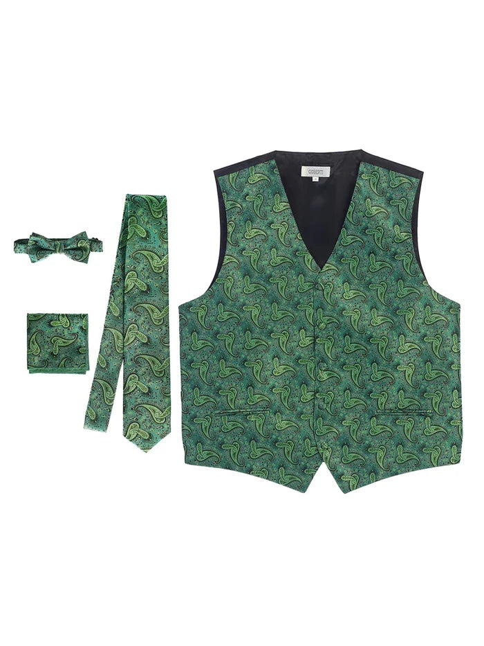 MEN'S 4PC FORMAL JACQUARD PAISLEY VEST SET