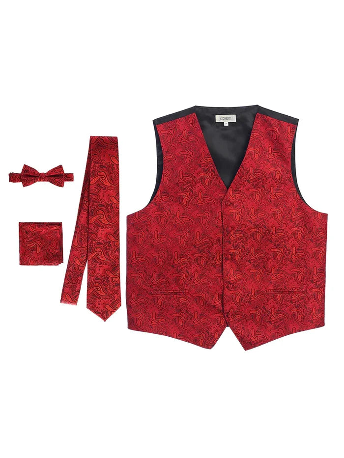 MEN'S 4PC FORMAL JACQUARD PAISLEY VEST SET