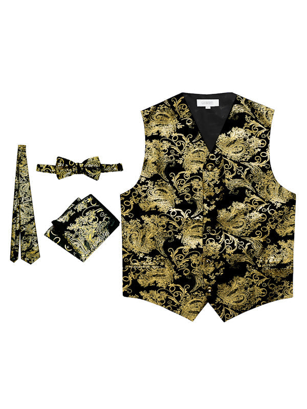 MEN'S 4PC FORMAL METALLIC PAISLEY VEST SET