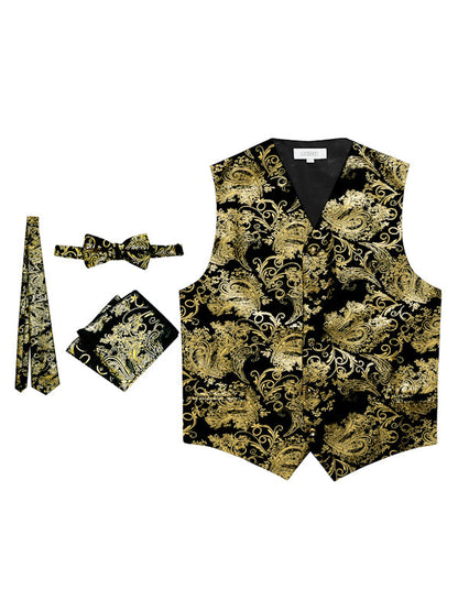 MEN'S 4PC FORMAL METALLIC PAISLEY VEST SET