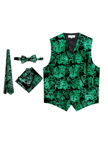 MEN'S 4PC FORMAL METALLIC PAISLEY VEST SET