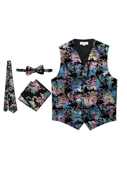 MEN'S 4PC FORMAL METALLIC PAISLEY VEST SET