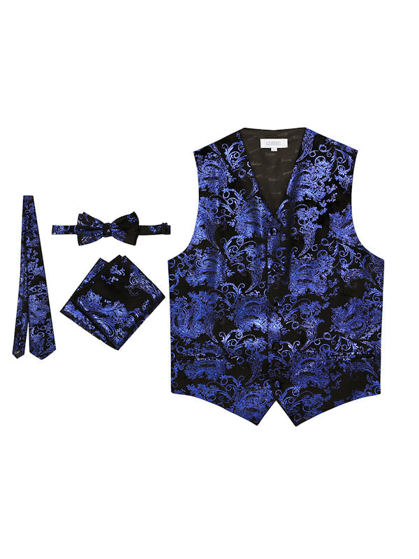 MEN'S 4PC FORMAL METALLIC PAISLEY VEST SET