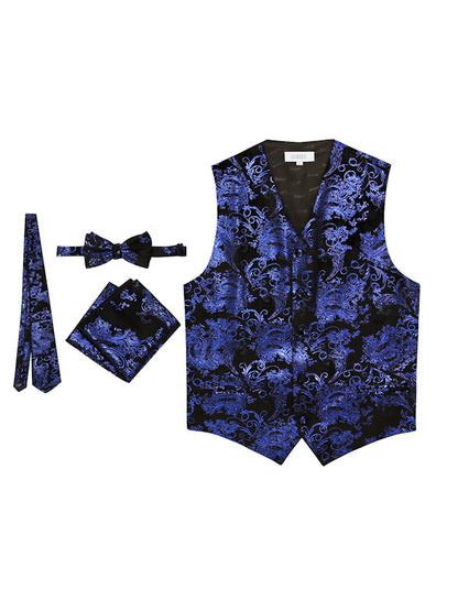 MEN'S 4PC FORMAL METALLIC PAISLEY VEST SET
