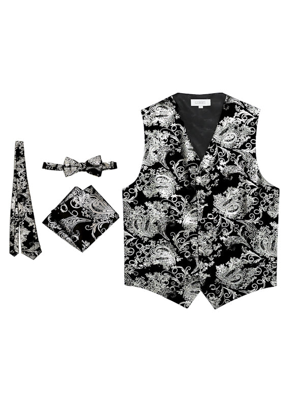 MEN'S 4PC FORMAL METALLIC PAISLEY VEST SET