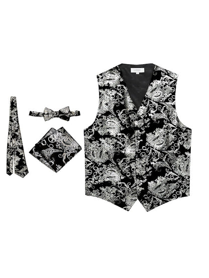 MEN'S 4PC FORMAL METALLIC PAISLEY VEST SET