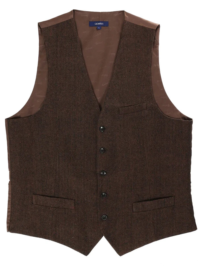 MEN'S 5 BUTTON CASUAL FORMAL TWEED SUIT VEST