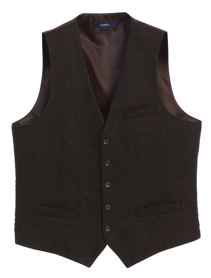 MEN'S 5 BUTTON CASUAL FORMAL TWEED SUIT VEST