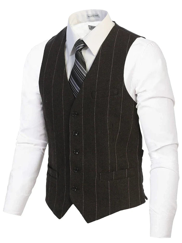 MEN'S 5 BUTTON CASUAL FORMAL TWEED SUIT VEST