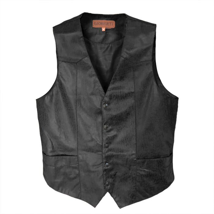 MEN'S 5 BUTTON FAUX LEATHER VEST