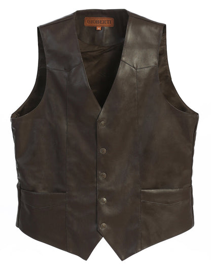 MEN'S 5 BUTTON FAUX LEATHER VEST