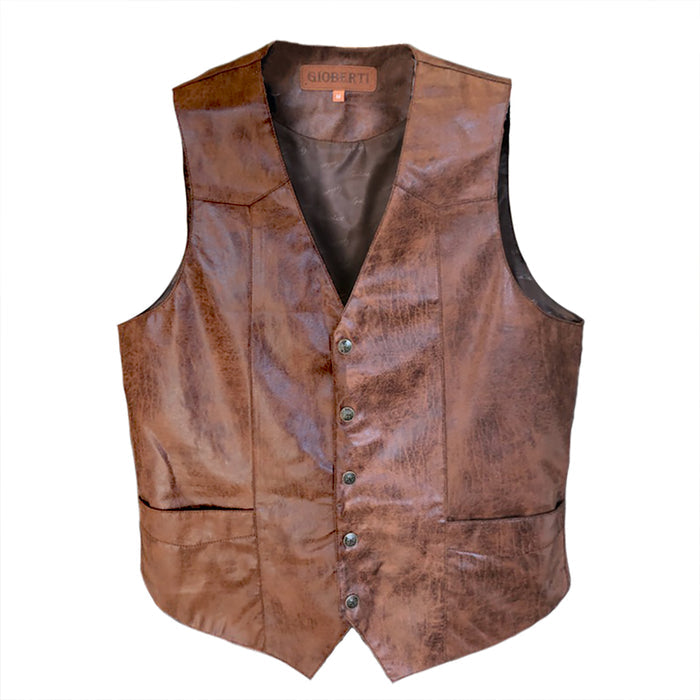 MEN'S 5 BUTTON FAUX LEATHER VEST