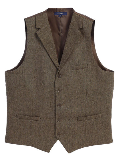 MEN'S 5 BUTTON TAILORED COLLAR FORMAL SUIT VEST