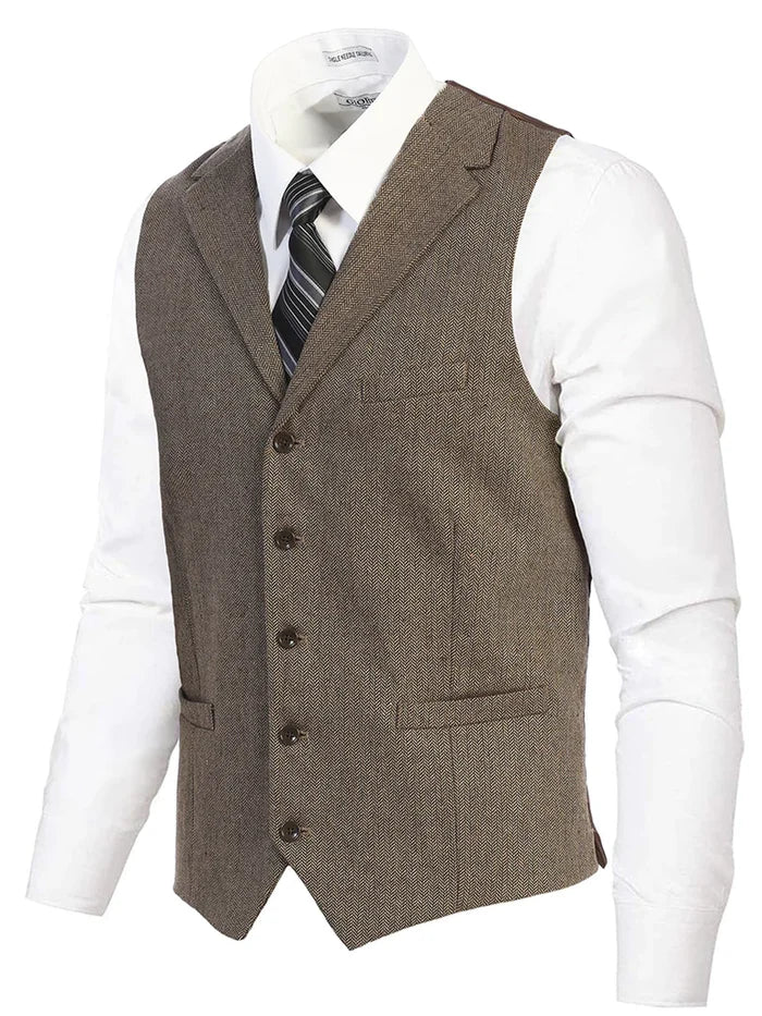 MEN'S 5 BUTTON TAILORED COLLAR FORMAL SUIT VEST