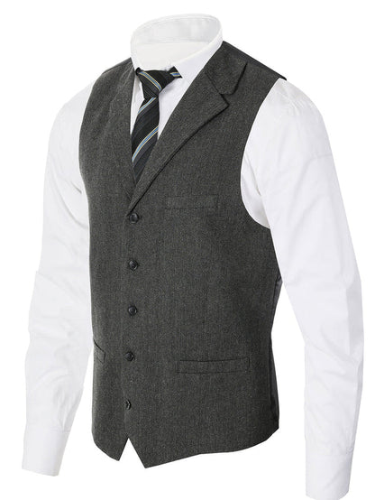 MEN'S 5 BUTTON TAILORED COLLAR FORMAL SUIT VEST