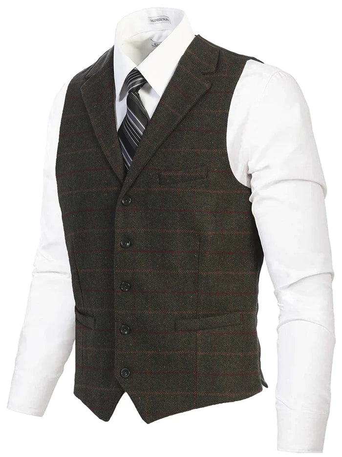 MEN'S 5 BUTTON TAILORED COLLAR FORMAL SUIT VEST
