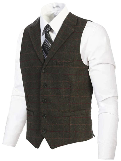 MEN'S 5 BUTTON TAILORED COLLAR FORMAL SUIT VEST