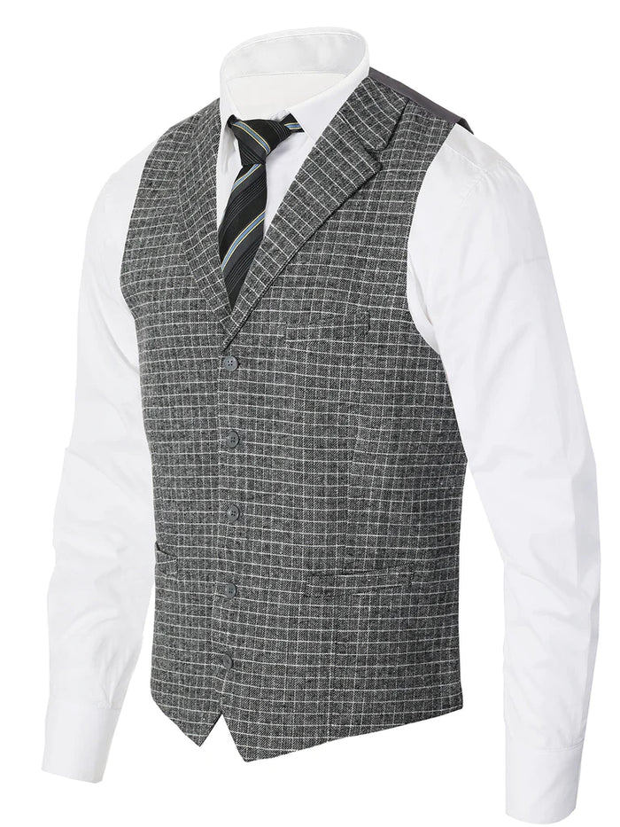 MEN'S 5 BUTTON TAILORED COLLAR FORMAL SUIT VEST