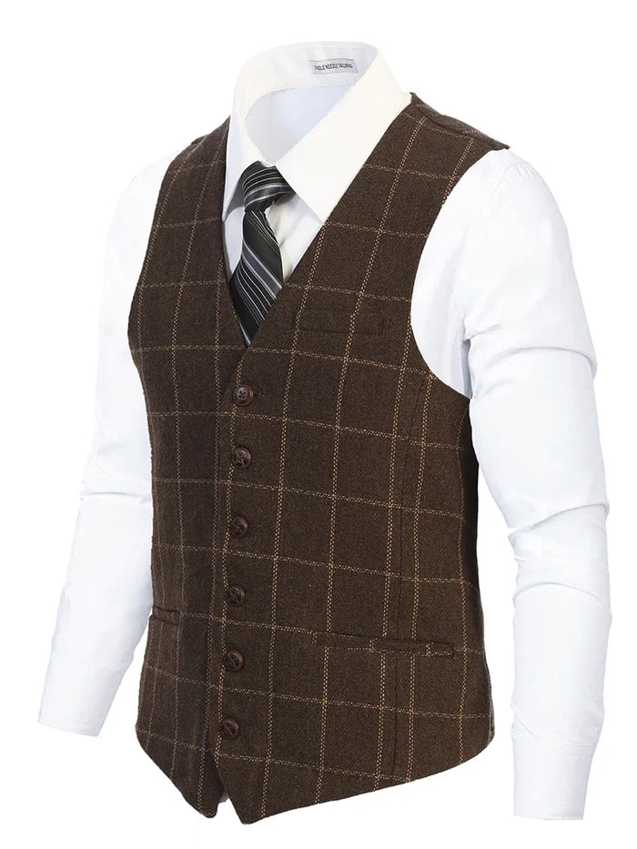 MEN'S 6 BUTTON CUSTOM FORMAL TWEED VEST