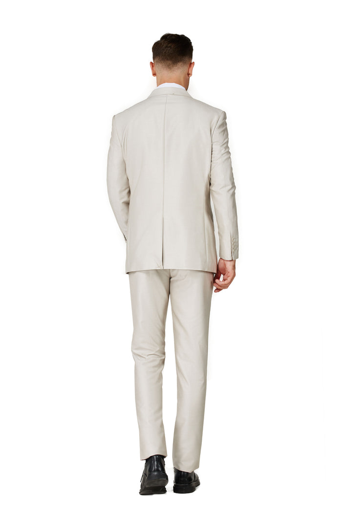 Men's Beige Notched Lapel Suit Slim Fit (3 PCS)