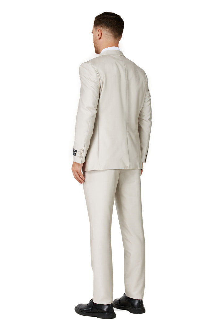 Men's Beige Notched Lapel Suit Slim Fit (3 PCS)