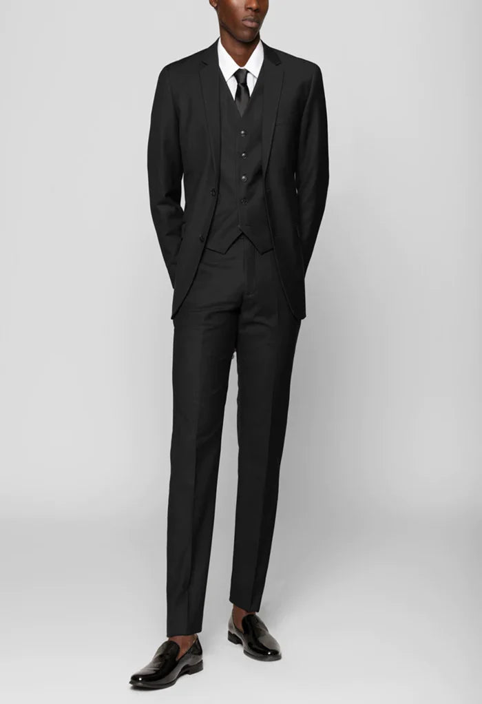 Men's Black Notched Lapel Suit Slim Fit (3 PCS)