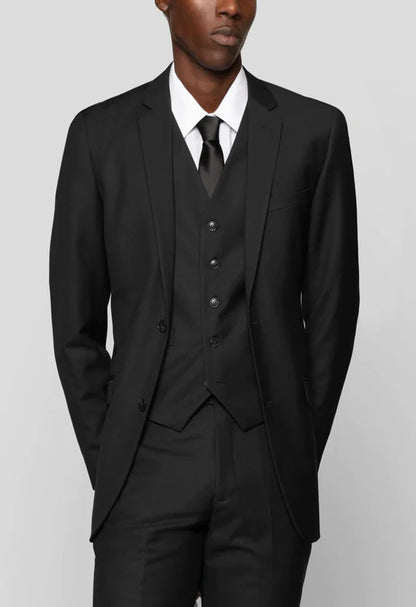 Men's Black Notched Lapel Suit Slim Fit (3 PCS)