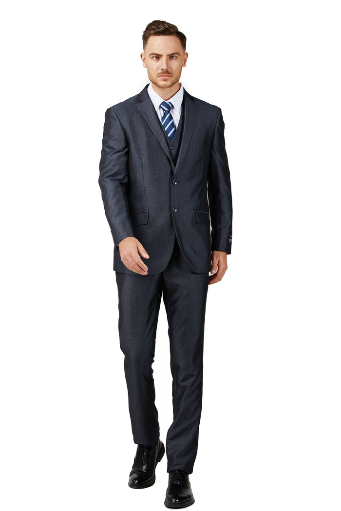 Mens Blue Charcoal Suit Slim Fit (3 PCS)