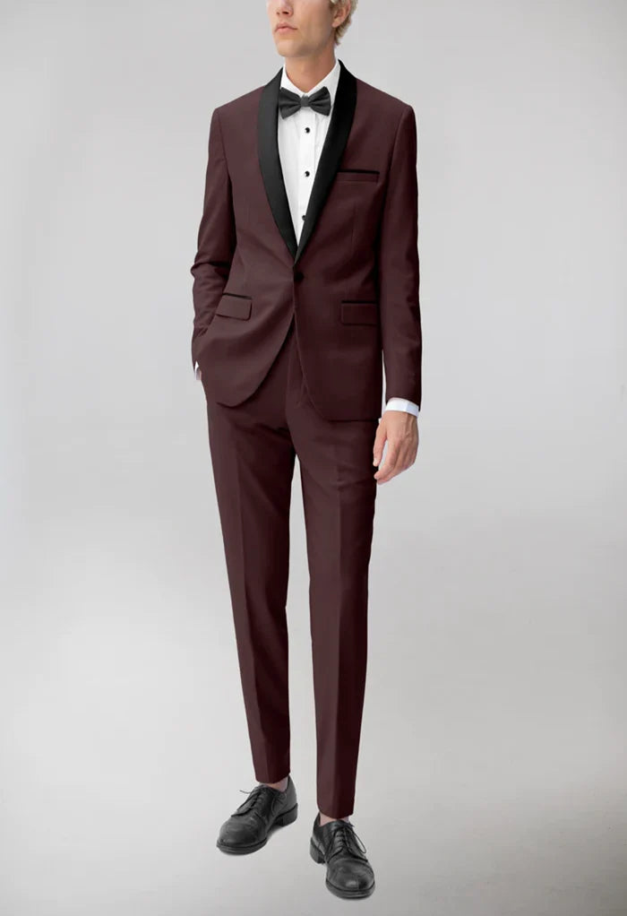 Men's Burgundy Shawl Lapel Suit Slim Fit (2 PCS)