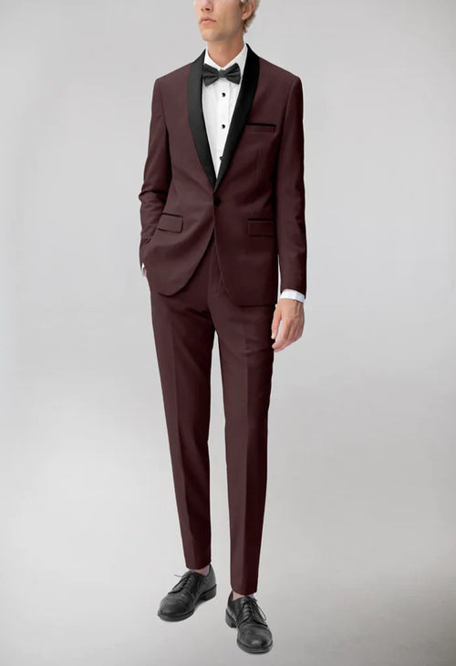 Men's Burgundy Shawl Lapel Suit Slim Fit (2 PCS)