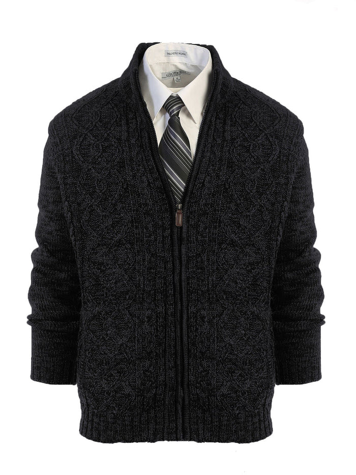 MEN'S CARDIGAN TWISTED FULL ZIP KNITTED SWEATER