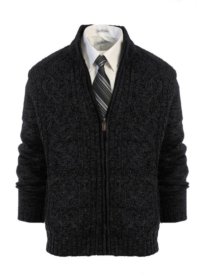 MEN'S CARDIGAN TWISTED FULL ZIP KNITTED SWEATER
