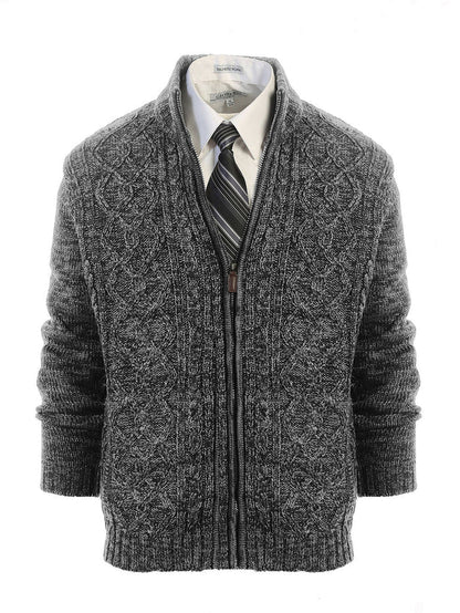 MEN'S CARDIGAN TWISTED FULL ZIP KNITTED SWEATER