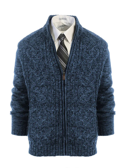 MEN'S CARDIGAN TWISTED FULL ZIP KNITTED SWEATER