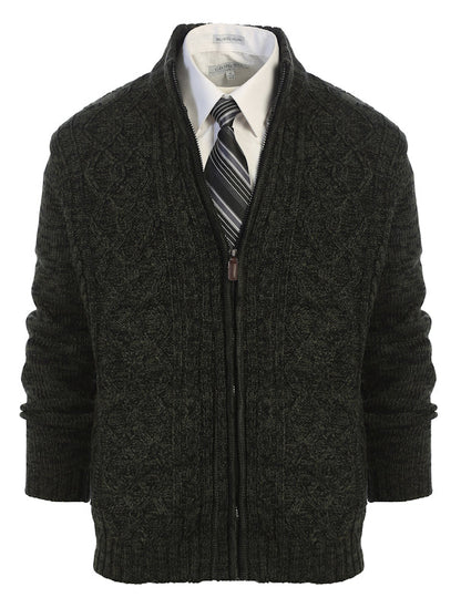 MEN'S CARDIGAN TWISTED FULL ZIP KNITTED SWEATER