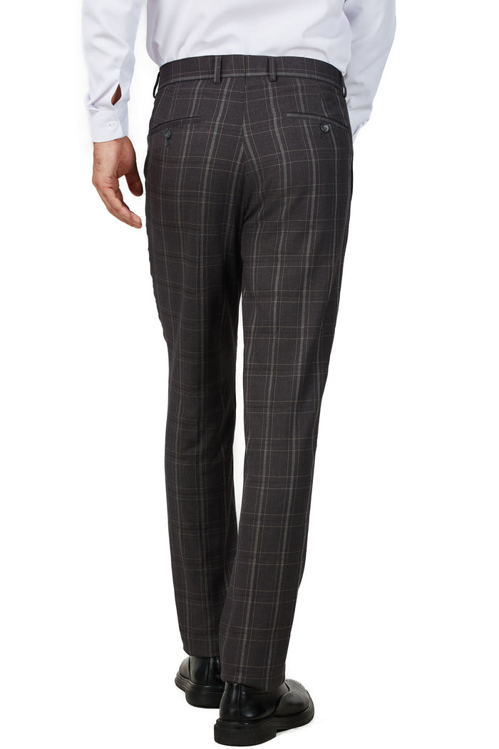 Men's Charcoal Checker Notched Lapel Suit Slim Fit (3 PCS)
