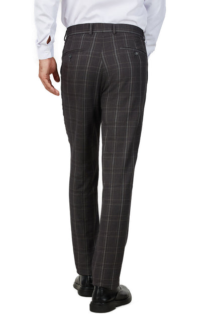 Men's Charcoal Checker Notched Lapel Suit Slim Fit (3 PCS)