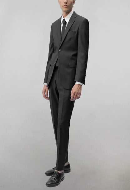 Men's Charcoal Notched Lapel Suit Slim Fit (3 PCS)