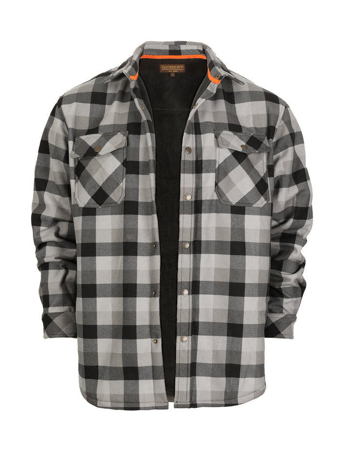 Mens Checkered Flannel Shirt Jacket With Velvet