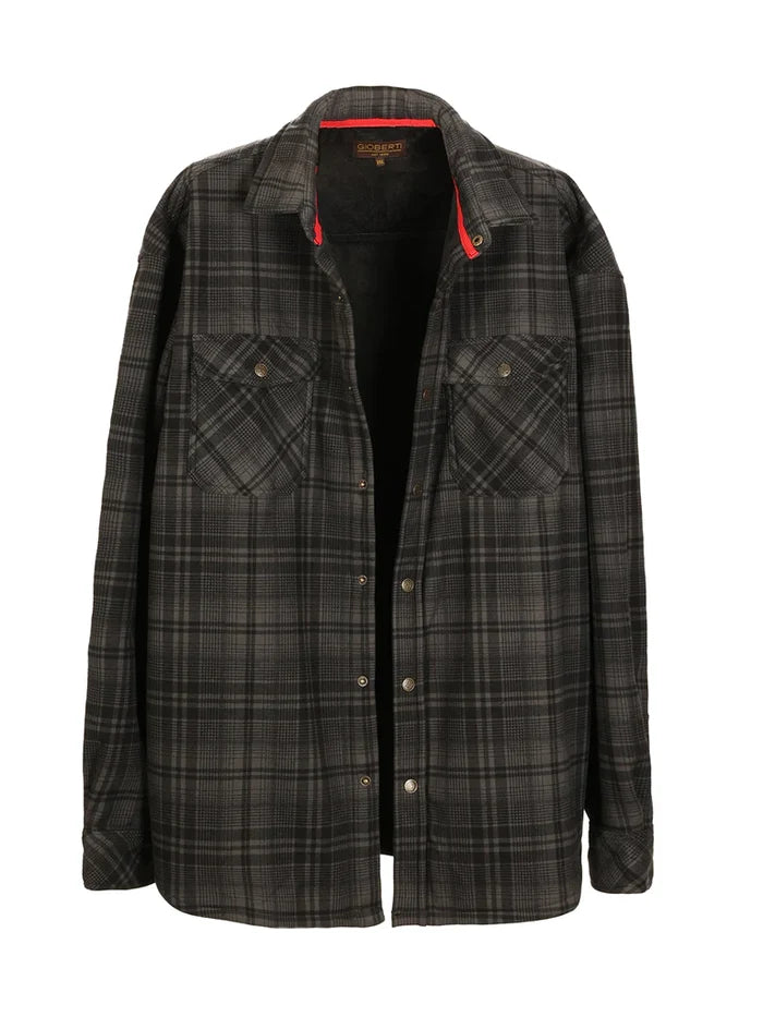 Mens Checkered Flannel Shirt Jacket With Velvet