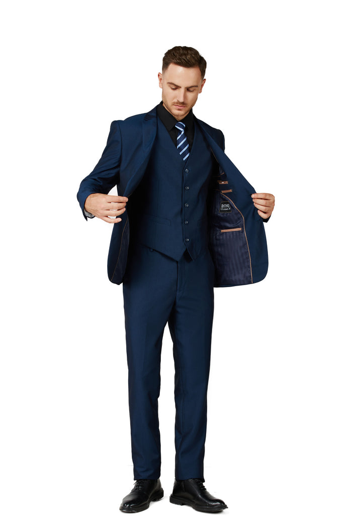 Men's Diamante Blue Notched Lapel Suit Slim Fit (3 PCS)