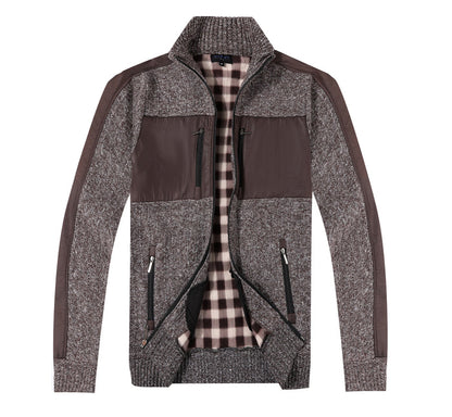MEN'S LONG SLEEVE FULL ZIP KNITTED CARDIGAN SWEATER