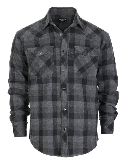 Men's Long Sleeve Plaid Flannel Shirt with pocket