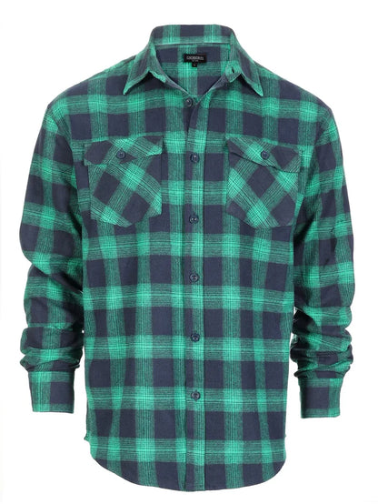 Men's Long Sleeve Plaid Flannel Shirt with pocket