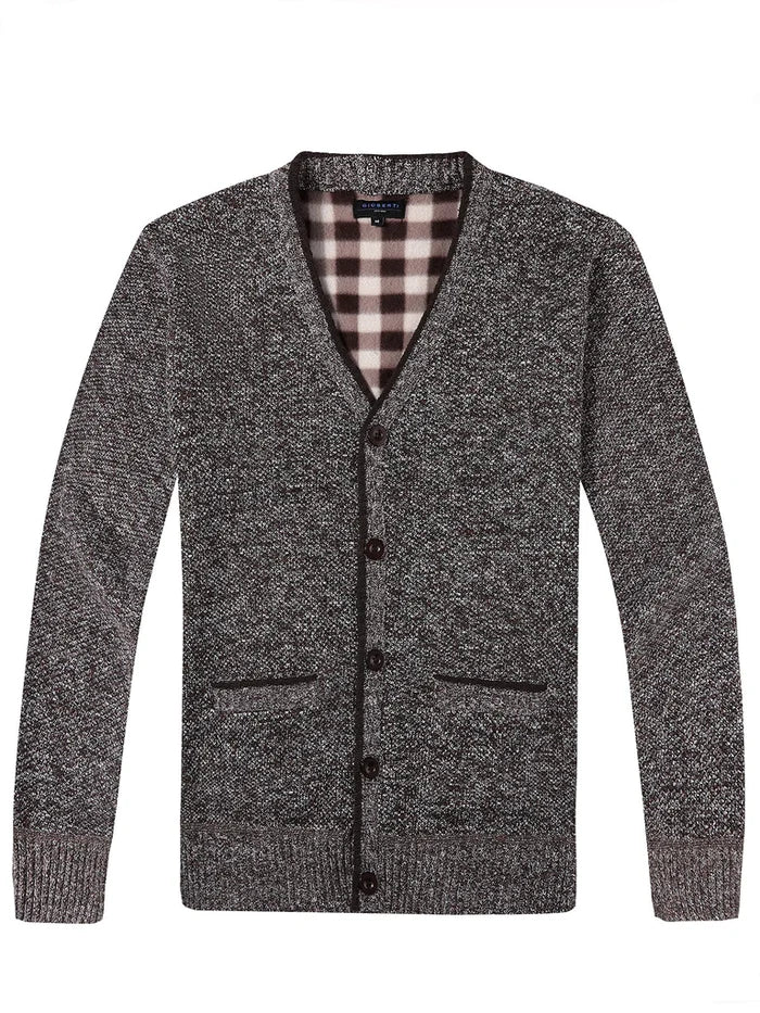 MEN'S LONG SLEEVE V-NECK BUTTON DOWN CARDIGAN SWEATER WITH POCKET