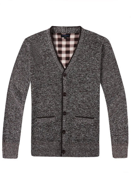 MEN'S LONG SLEEVE V-NECK BUTTON DOWN CARDIGAN SWEATER WITH POCKET