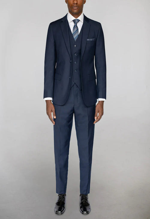 Men's Navy Notched Lapel Suit Slim Fit (3 PCS)