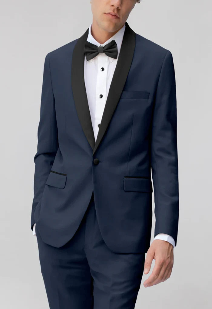 Men's Navy Shawl Lapel Suit Slim Fit (2 PCS)