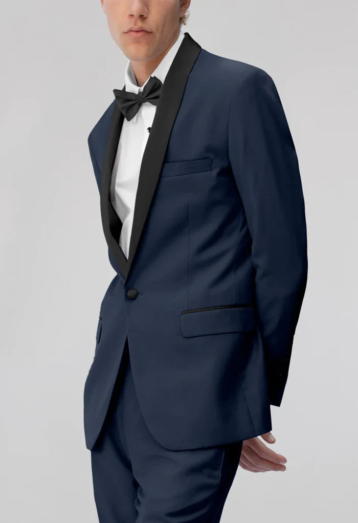 Men's Navy Shawl Lapel Suit Slim Fit (2 PCS)